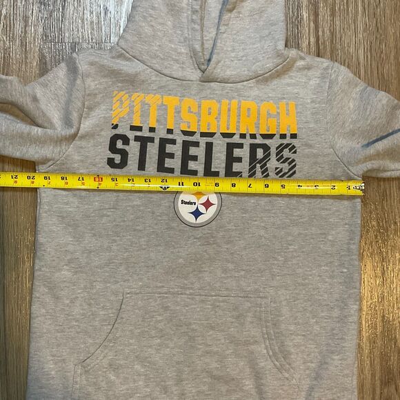 Pittsburgh Steelers Hoodie‎ Pullover Sweatshirt Gray Kids Youth Size Large - Picture 6 of 6
